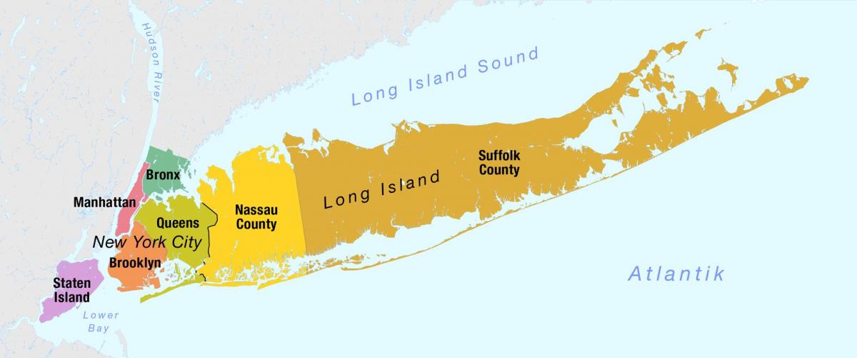 kart Nyu-Yorkun Manhattan və Lonq-Aylend