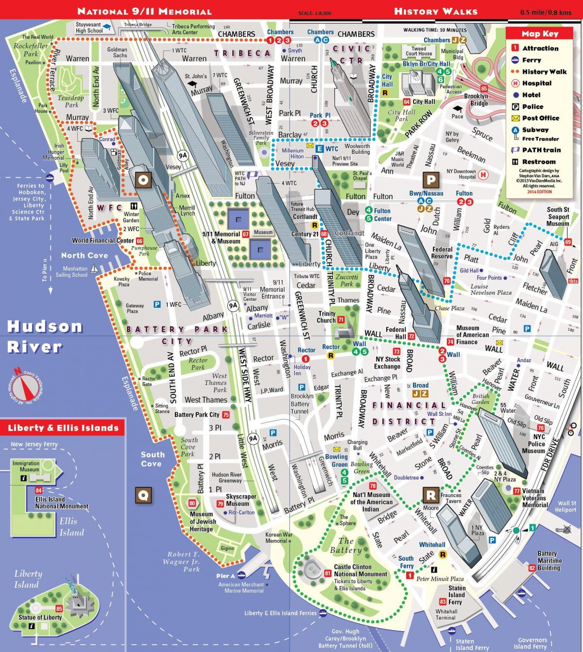 aşağıda turizm xəritəsi Manhattan