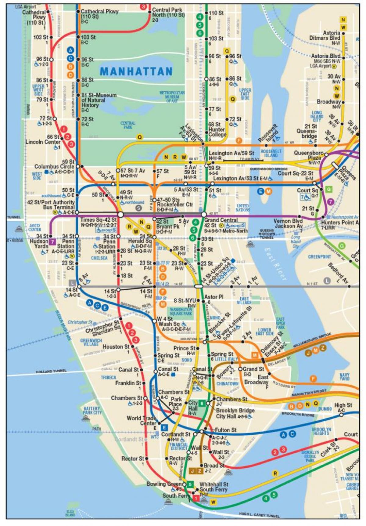 metro xəritəsi aşağı Manhattan