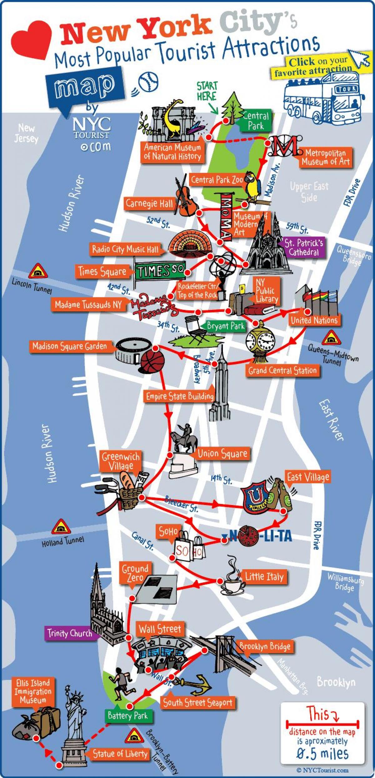 kart Manhattan Nyu-Yorkda yerləri