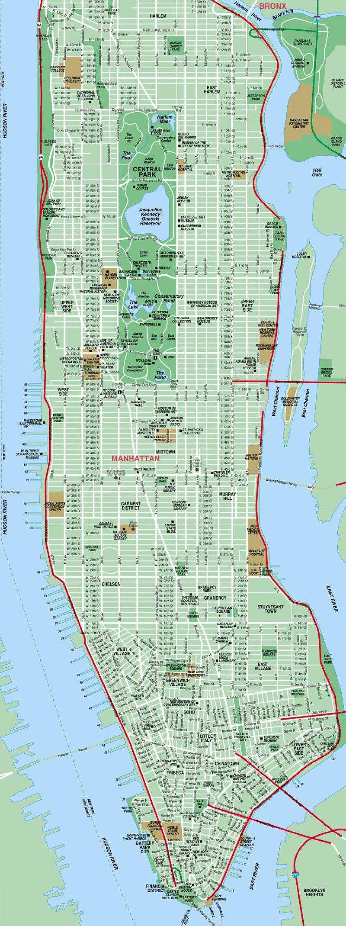 ətraflı xəritəsi Manhattan