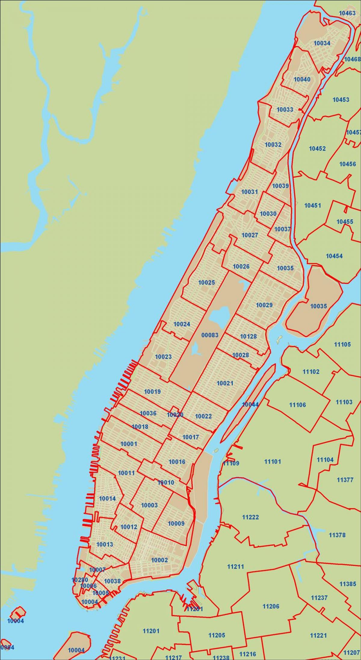 ЗИП kodu Nyu-Yorkun Manhattan xəritəsi