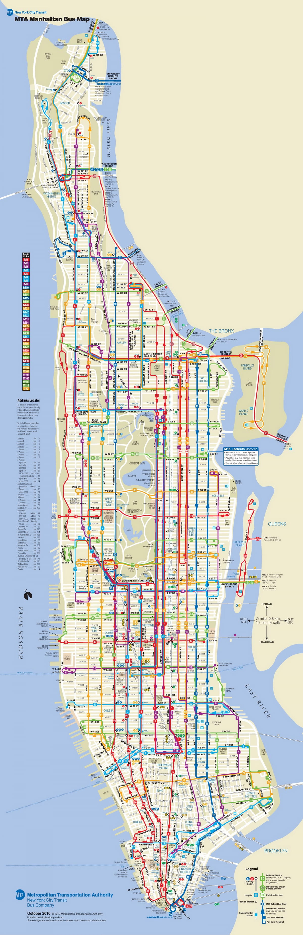 Avtobus kart Manhattan dayanacaqlarla