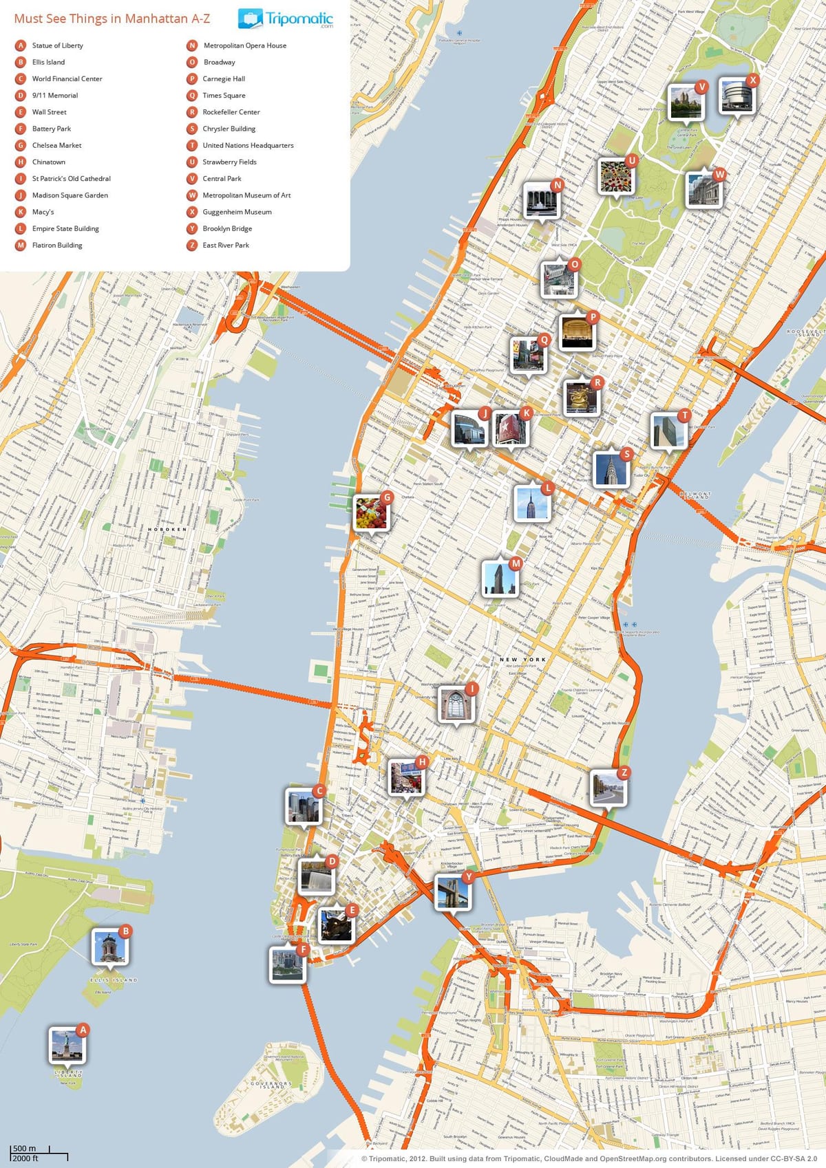 kart Manhattan göstərən yerləri