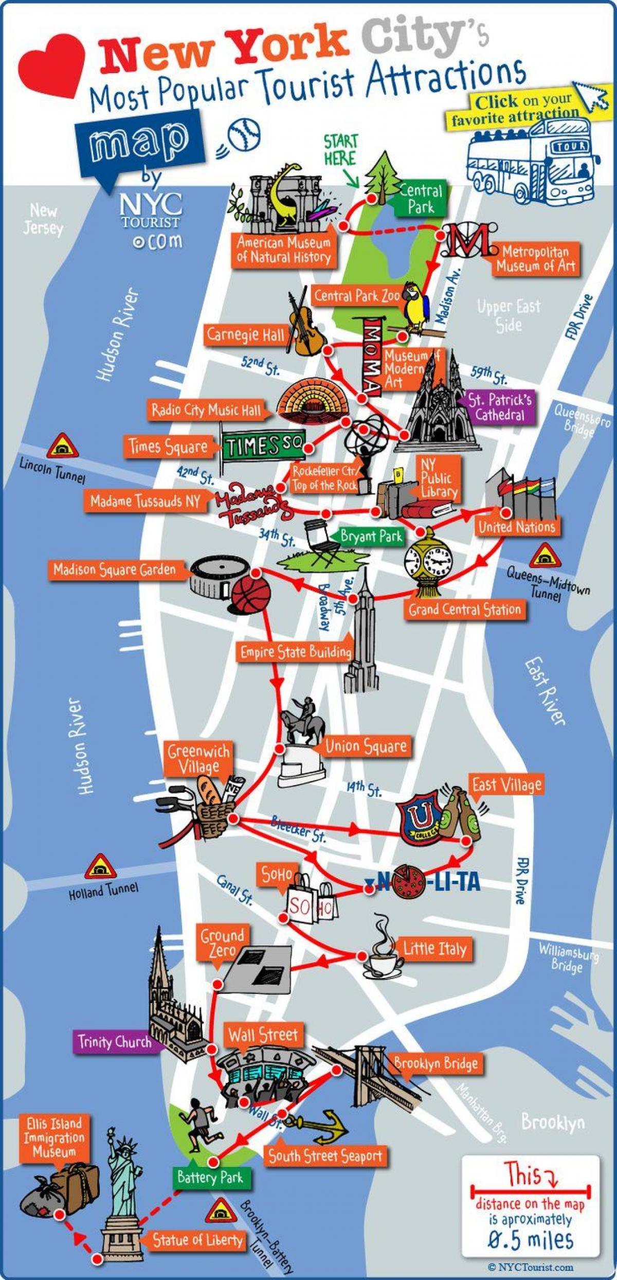 мидтаун turistik Manhattan xəritə