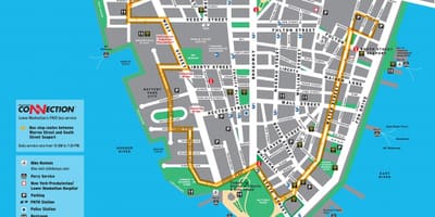 Aşağı Manhattan gəzinti tur xəritə