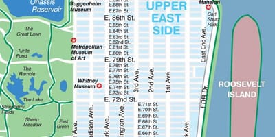 Kart yuxarı İst-сайда Manhattan