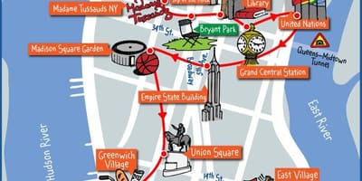 Мидтаун turistik Manhattan xəritə
